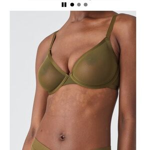 CUUP Green Olive Mesh Plunge Bra